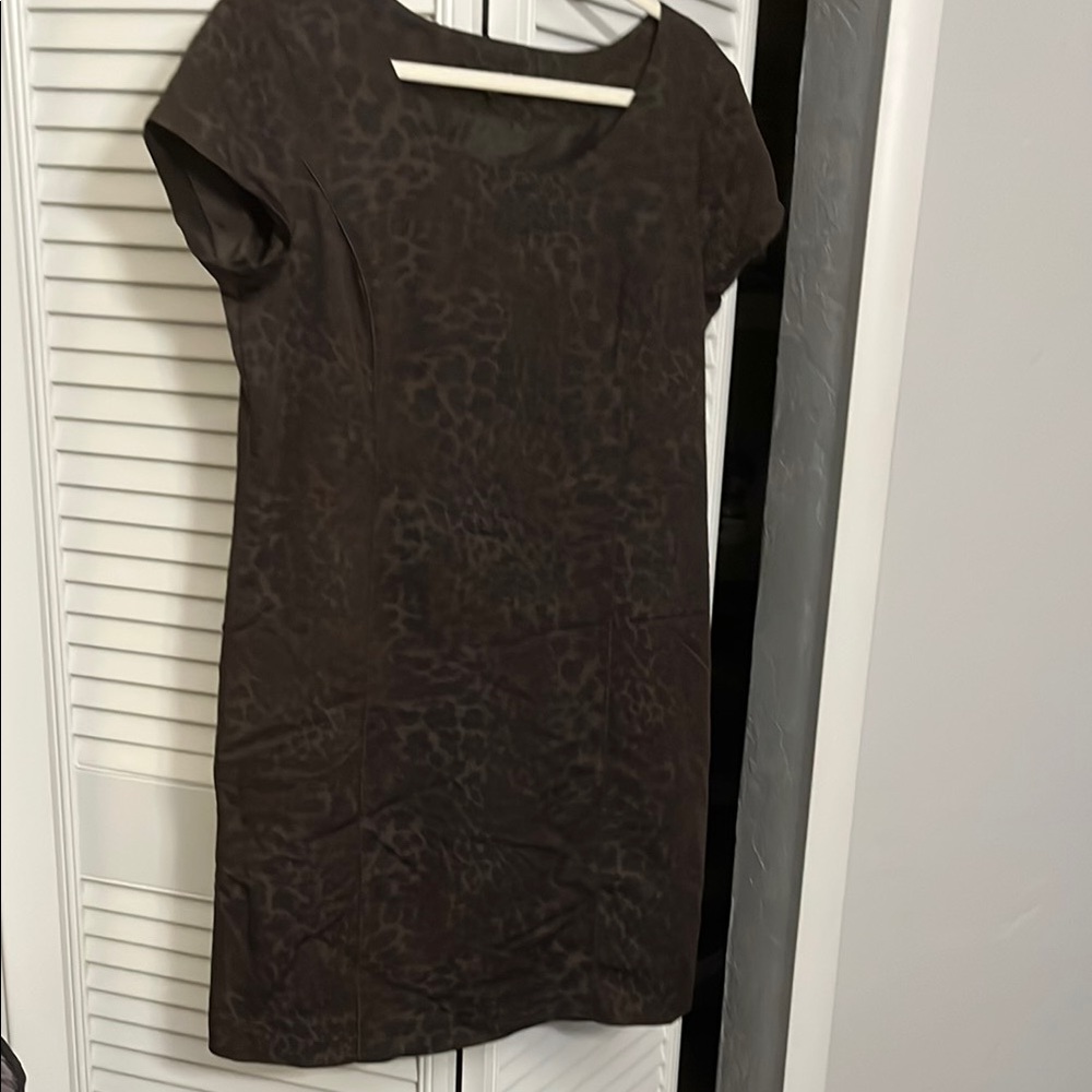Willi Smith Elegant Animal Print Brown Dress SZ 12
